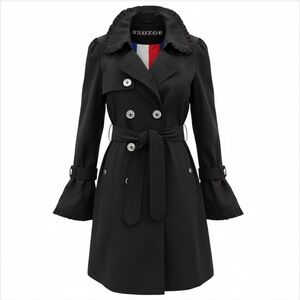 XOXO Double Breasted Black Trench Coat